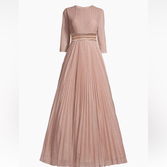 Mac Duggal | Shimmering Metallic Pleated Ballgown In Rose Gold Size 4 NEW #30700 - Picture 16 of 16